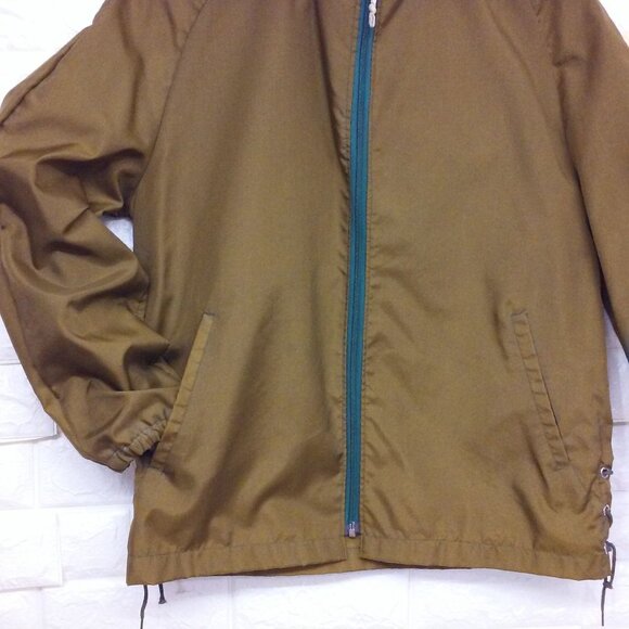 Vintage Chore Coat Utility Jacket Unisex-M/L Nylon Canvas Hood Zipper Pockets - Picture 3 of 10